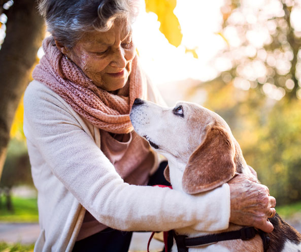 Woman with therapy dog.